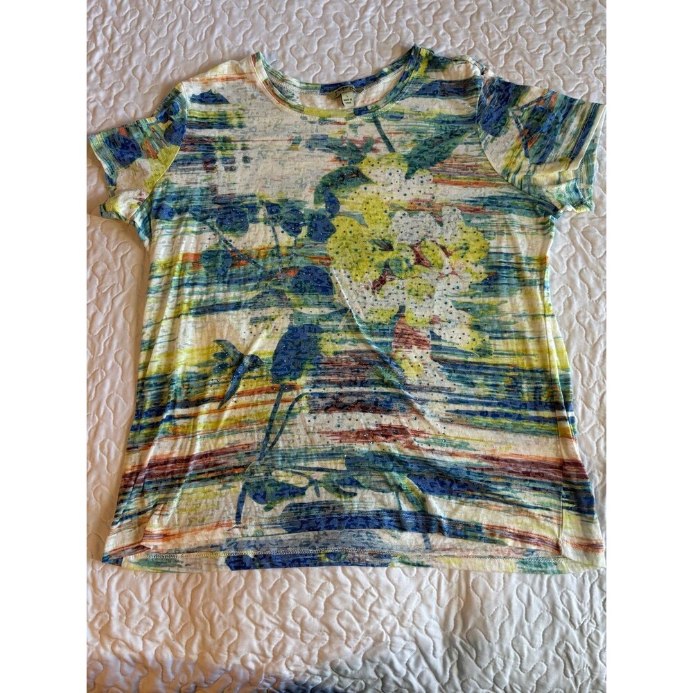 J. Bee short sleeve sheer shirt size large
